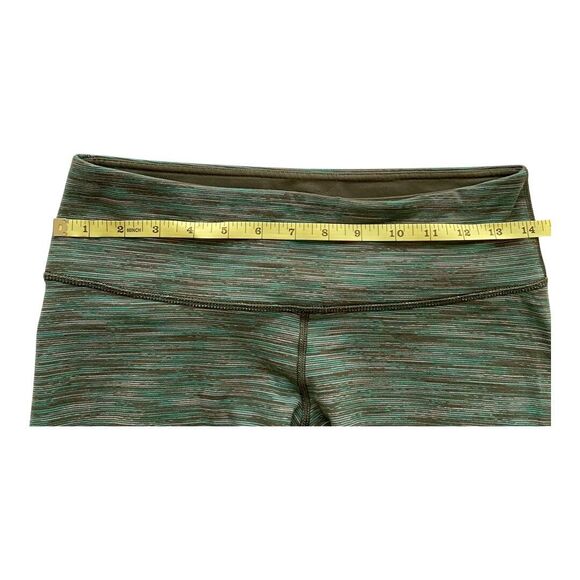 Lululemon Wunder Under Cropped Legging Green Stripe SZ 8 leisure yoga comfort - Picture 5 of 6